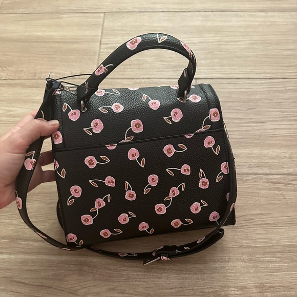 French Connection Clover Pebble Crossbody, Black Floral - Picture 3 of 5